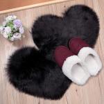 Heart Shaped Faux Fur Rug Set - Black