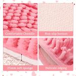Pink Heart Shaped Chenille Rug - Washable & Non-Slip