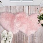 Pink Heart Shaped Faux Fur Rugs - 2 Pack