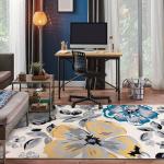 Modern Floral Area Rug 5' x 7' Cream
