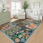 5x7 Washable Soft Dark Brown Patchwork Rug