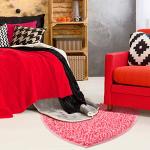 Pink Heart Shaped Chenille Rug - Washable & Non-Slip