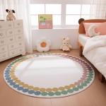 Kids Round Area Rug, Colorful Dots, Soft