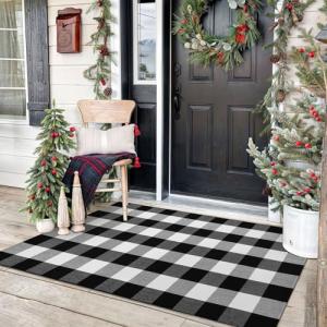 KOZYFLY Black and White Buffalo Plaid Rug 3x5 Ft