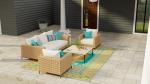 Reversible Aqua Outdoor Mat for Patio and Deck
