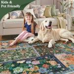 5x7 Washable Soft Dark Brown Patchwork Rug