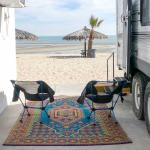 Reversible Aqua Outdoor Mat for Patio and Deck