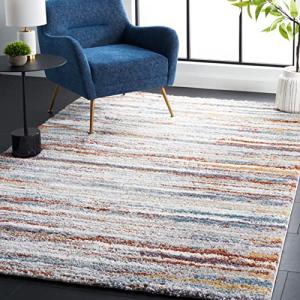 Blue Rust & Ivory Shag Area Rug 8x10