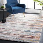 Blue Rust & Ivory Shag Area Rug 8x10