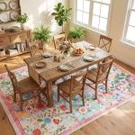 Pink Floral Quilted Area Rug for Home Spaces