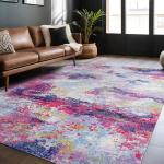 Luul Home Non Slip Rugs 4x6 Modern Abstract Easy Silk Rubber Backing Soft Area Rug for Living Room Easy to Clean Non Shedding Kitchen for Bedroom Indoor Carpet (Lilac - Purple, 4x6)