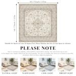 Washable 6x6 Square Soft Distressed Area Rug