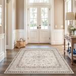 Washable 6x6 Square Soft Distressed Area Rug