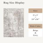 Washable Non-Slip 2x3 Area Rug - Beige Grey