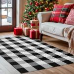 KOZYFLY Black and White Buffalo Plaid Rug 3x5 Ft