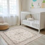 Washable 6x6 Square Soft Distressed Area Rug