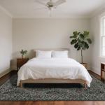 8x10 Washable Vintage Floral Area Rug - Dark Green