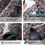 8x10 Washable Vintage Floral Area Rug - Dark Green