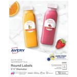 Avery Waterproof Round Labels, 2.5" Diameter, 72 Pack