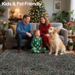 8x10 Washable Vintage Floral Area Rug - Dark Green