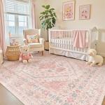 zesthome Pink Rug - 5x7 Area Rugs for Bedroom, Stain Resistant Washable Rugs for Nursery Room, Living Room, Home Decor, Girls Rug (Pink/Blue,5'x7')