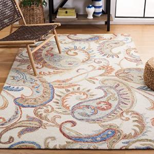 Ivory & Rust Floral Wool Accent Rug - 3' x 5