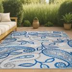 Blue and Light Gray Paisley Area Rug 8x10