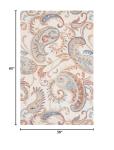 Ivory & Rust Floral Wool Accent Rug - 3' x 5