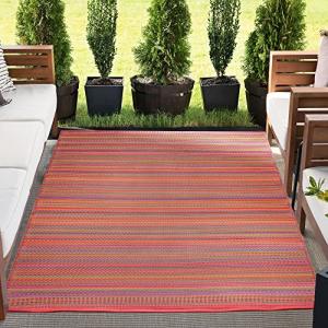 Reversible Water-Resistant Outdoor Patio Rug 9x12