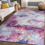 Luul Home Non Slip Rugs 4x6 Modern Abstract Easy Silk Rubber Backing Soft Area Rug for Living Room Easy to Clean Non Shedding Kitchen for Bedroom Indoor Carpet (Lilac - Purple, 4x6)
