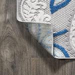Blue and Light Gray Paisley Area Rug 8x10