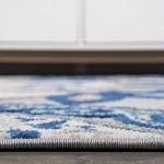 Blue and Light Gray Paisley Area Rug 8x10