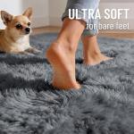 OLANLY Area Rugs for Living Room Bedroom, Machine Washable 4x5.9 ft Soft Fluffy Shaggy Bedside Rug, Indoor Floor Carpet for Kids Girls and Boys, Dorms, Nursery Rooms, Home Decor Aesthetic, Grey