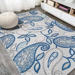 Blue and Light Gray Paisley Area Rug 8x10