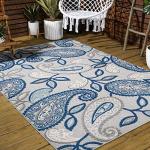Blue and Light Gray Paisley Area Rug 8x10