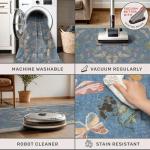 Hazo Haus Insect 3x5 Washable Stain Resistant Rugs for Large Kitchen, Ultra Soft Faux Wool Rugs for Kids Bedroom Beside Bed, Non Slip Entry Rug, Low Pile Fade Resistant, Dusty Blue