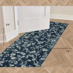 Laura Ashley Navy Floral Border Runner Rug 26"x72