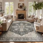 Washable Non-Slip 8x10 Boho Area Rug