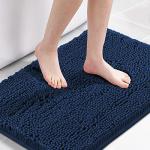 Navy Blue Chenille Bath Rug – Non-Slip, Soft, Washable