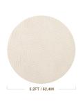 Beige 5.2' Round Washable Plush Area Rug