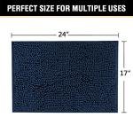 Navy Blue Chenille Bath Rug – Non-Slip, Soft, Washable