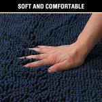Navy Blue Chenille Bath Rug – Non-Slip, Soft, Washable