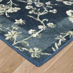 Laura Ashley Navy Floral Border Runner Rug 26"x72