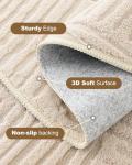Beige 5.2' Round Washable Plush Area Rug