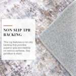 Lansny Small Abstract Area Rug 2x3 Entryway Rug Washable Door Mat Indoor Entrance, Washable Throw Rugs Non-Slip, Soft Beige Grey Kitchen Rugs Thin Print Faux Wool Floor Carpet for Foyer Front Door