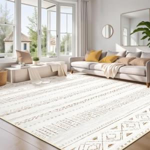 Boho Washable 8x10 Area Rug for Home