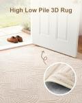 Beige 5.2' Round Washable Plush Area Rug