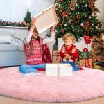 Round Fluffy Pink Rug for Bedroom, 4Ft Fuzzy Shag Circle Area Rug for Girls Kids Room Nursery, Soft Non Slip Plush Carpet for Dorm Living Room Home Decor