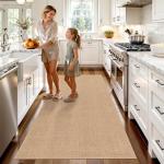 BYYVOO 3x6 Beige Washable Non-Slip Kitchen Runner Rug