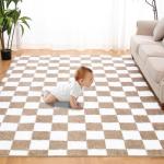 Cozy Beige and White Shag Area Rug 5x7 Ft